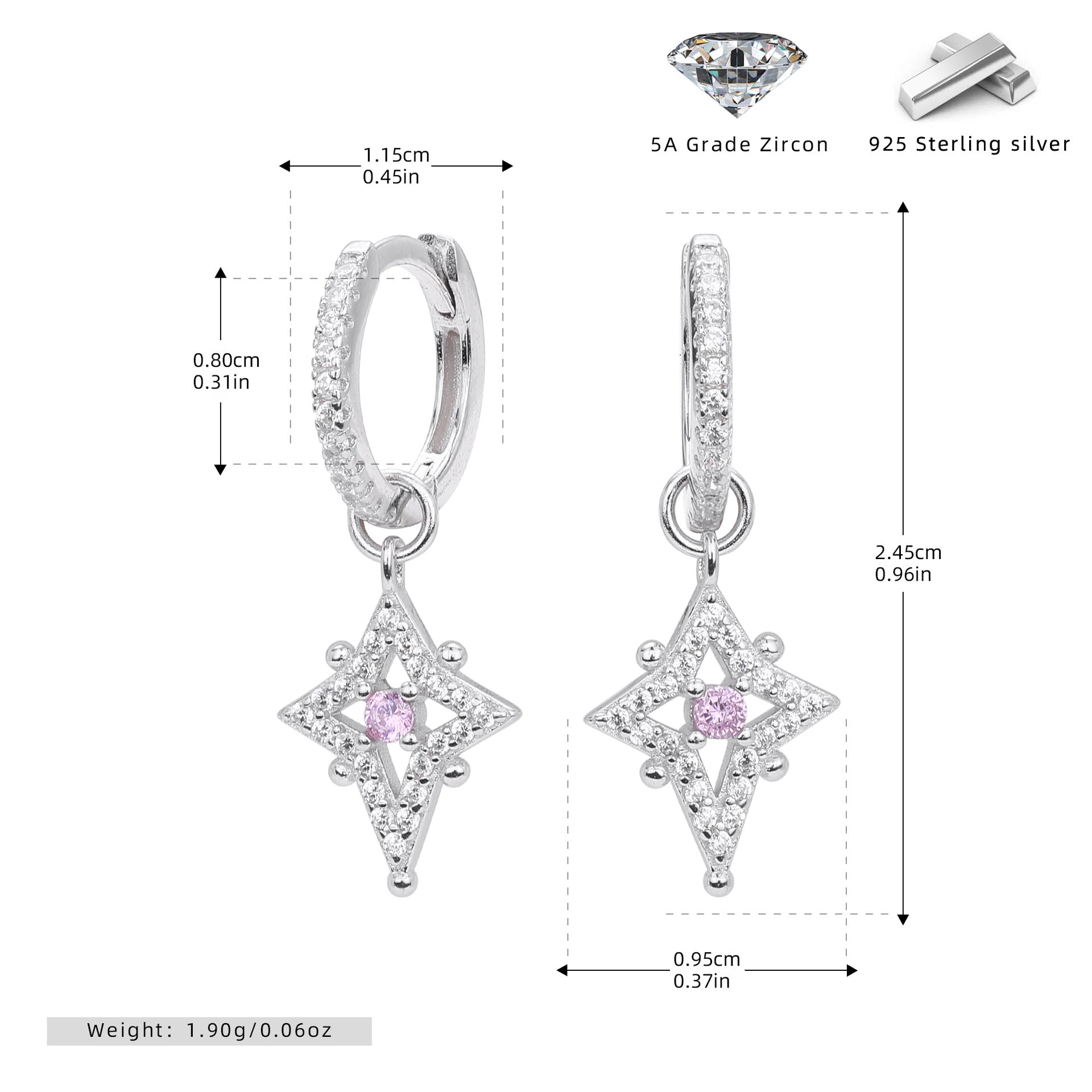 Damen Ohrhänger mit funkelndem Zirkon und eleganter Fassung Shop Nory