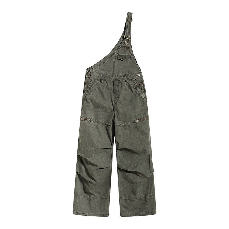 Damen Weite Latzhose mit asymmetrischem Träger und Multi-Taschen Shop Nory