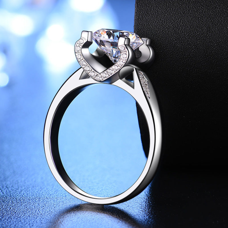 Damen eleganter Solitär-Ring mit funkelndem Kristallbesatz Shop Nory