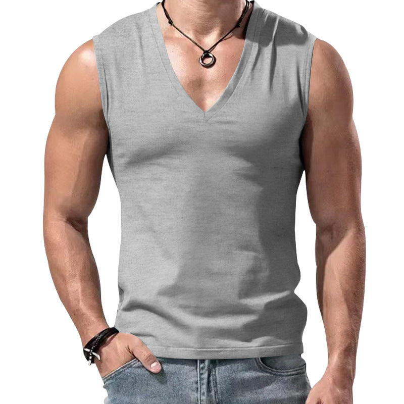 Herren nan figurbetontes ärmelloses V-Ausschnitt Muskelshirt