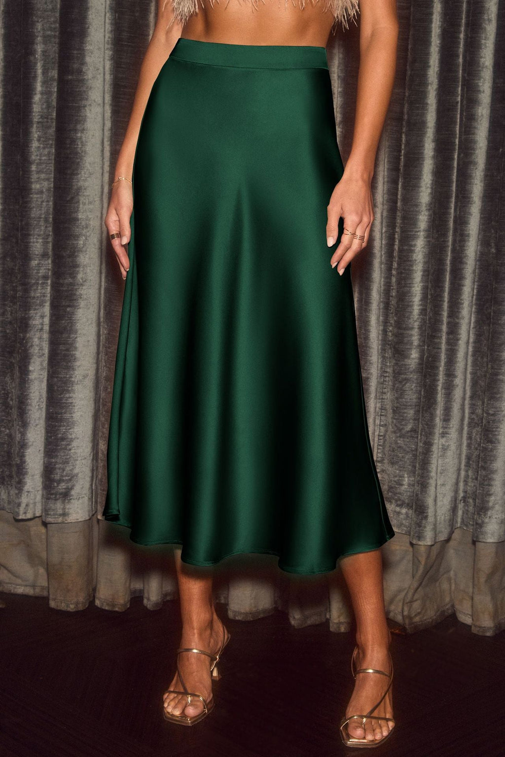 Damen Eleganter Maxirock aus satinierter Baumwolle