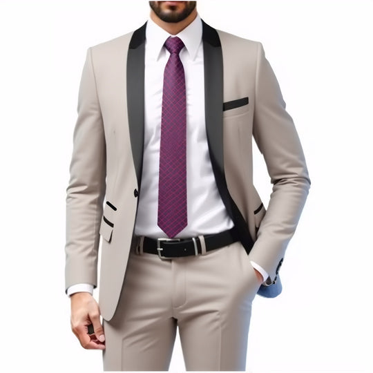 Herren Schmal geschnittener Smokinganzug mit Schalkragen und Ein-Knopf-Sakko Shop Nory