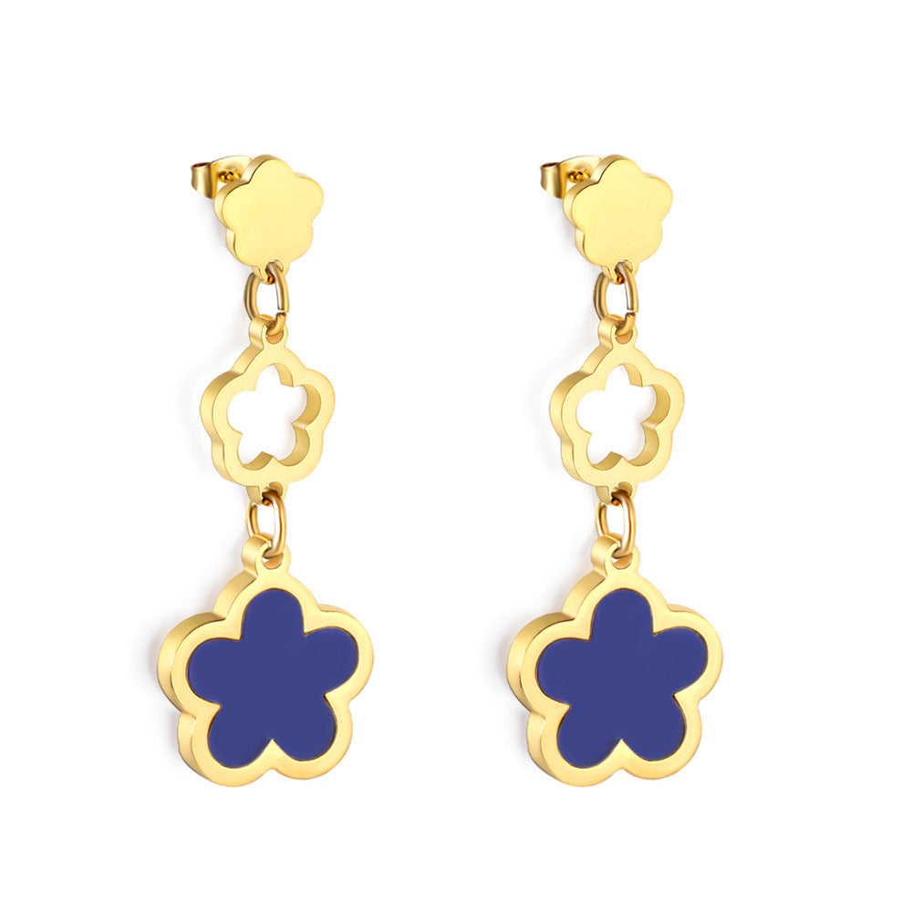 Damen Hängende Ohrringe mit floralem Design und glänzender goldfarbener Oberfläche Shop Nory