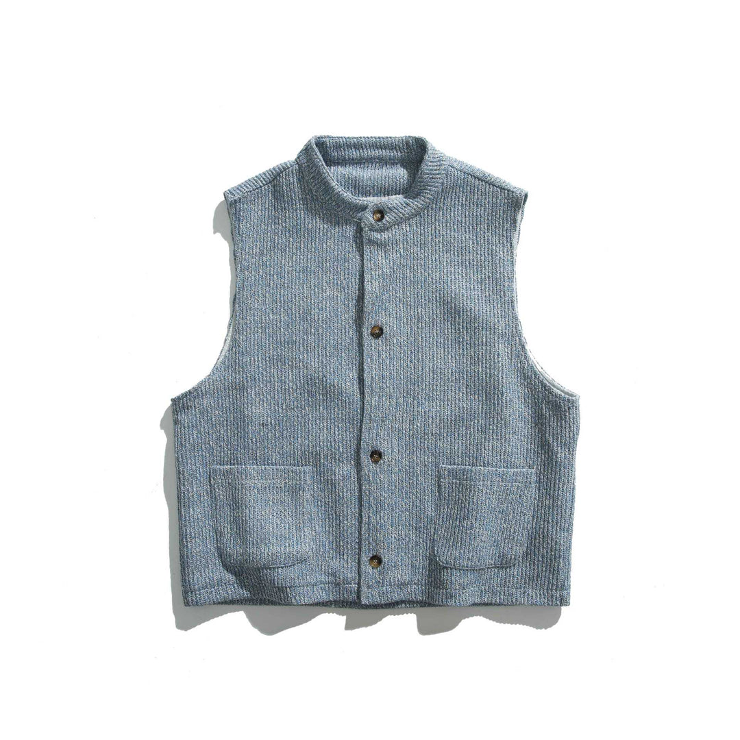 Damen Strickweste mit Stehkragen, Knopfleiste und aufgesetzten Taschen Shop Nory