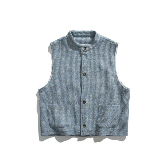 Damen Strickweste mit Stehkragen, Knopfleiste und aufgesetzten Taschen Shop Nory