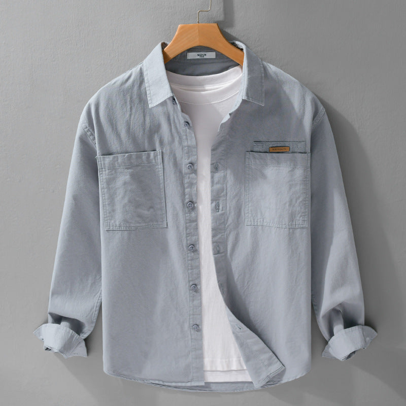 Herren Leichtes Baumwoll‑Twill Overshirt mit Kentkragen, doppelten aufgesetzten Brusttaschen und Relaxed-Fit Shop Nory