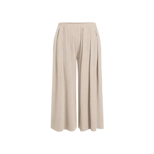 Damen Weite Feinstrick-Palazzohose mit hohem Elastikbund und Faltenfall Shop Nory