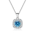 Damen Halskette mit luxuriösem, blauen Kristall und funkelndem Zirkonia-Rahmen Shop Nory
