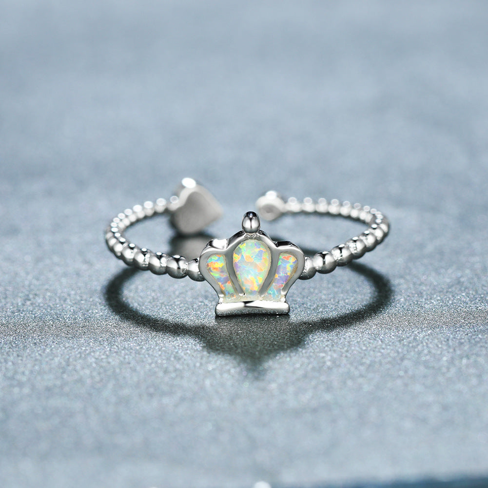 Damen Ring mit Krone und opalisierendem Stein Shop Nory