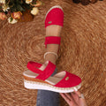 Damen Wedge-Sandalen mit elastischen Riemen und edlem Espadrille-Design