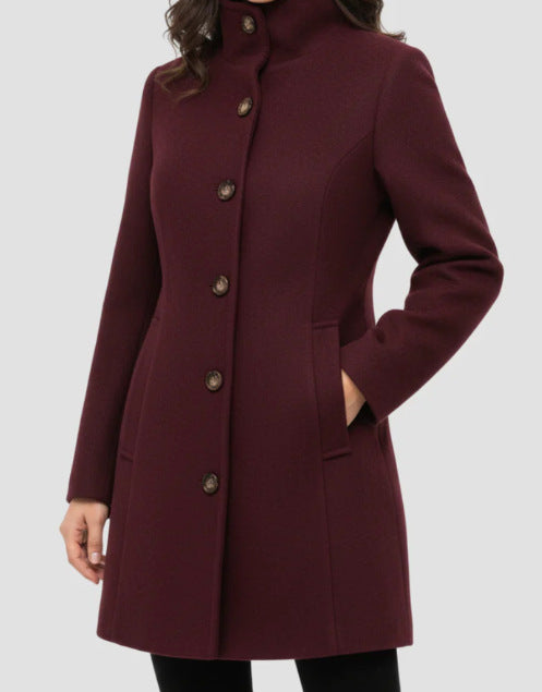 Damen Elegante Wolljacke mit hohem Kragen