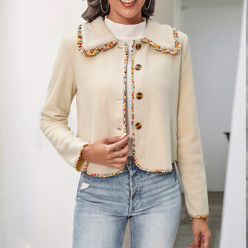 Damen Kurzjacke im Cardigan-Stil mit Zierborte, kastiger Passform und Hornoptik-Knöpfen Shop Nory
