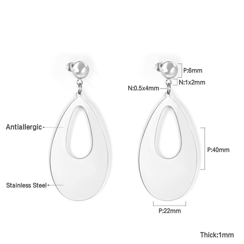 Damen Ohrringe mit elegantem, doppellagigem Rechteckdesign aus Edelstahl und goldplattierter Oberfläche Shop Nory