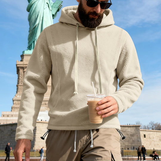 Herren Fleece-Hoodie mit Teddystruktur, Kapuze und entspannter Passform Shop Nory