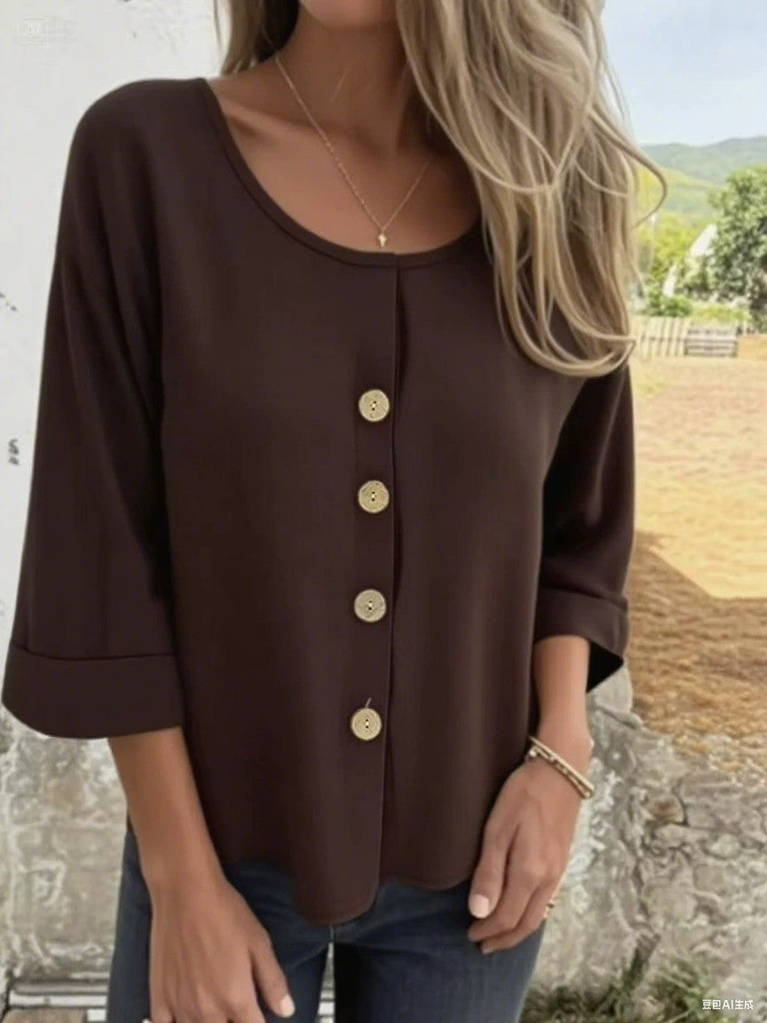 Damen Elegantes und lässiges Blusenshirt mit Knopfdetail