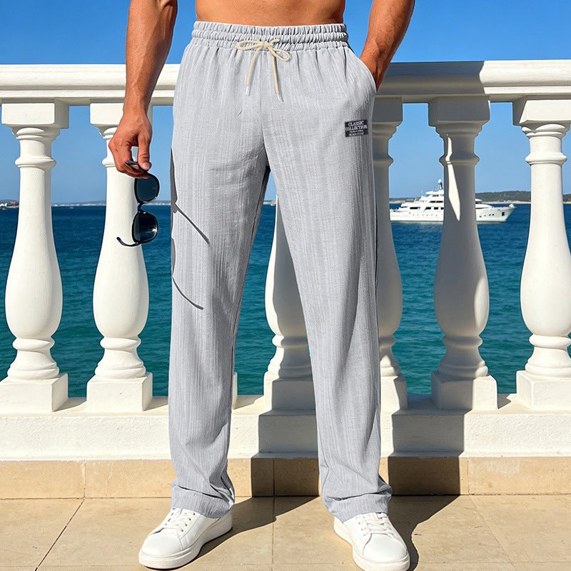 Herren Leichte Relax-Loungehose aus Strukturjersey mit Tunnelzug und geradem Bein Shop Nory