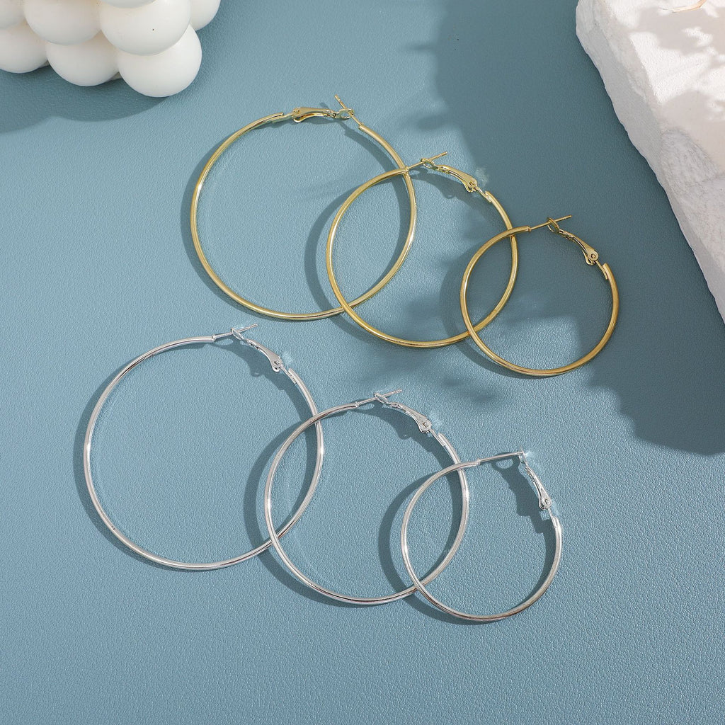 Damen Ohrringe Set mit eleganten, großen Creolen in verschiedenen Größen Shop Nory