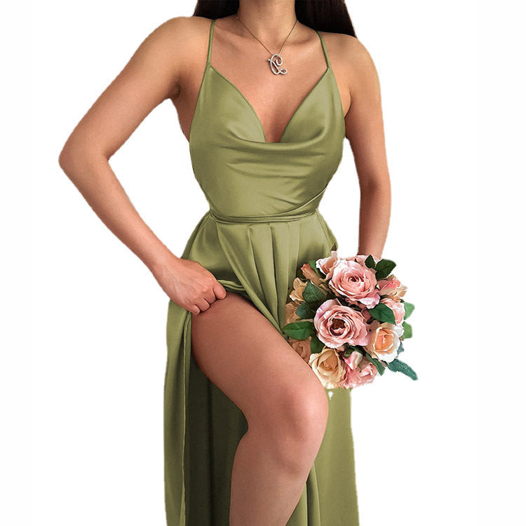 Damen Hochzeitskleid mit elegantem V-Ausschnitt und fließendem Rock
