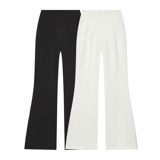 Damen Hochtaillierte weite Stoffhose mit geradem Bein und verdecktem Bund Shop Nory