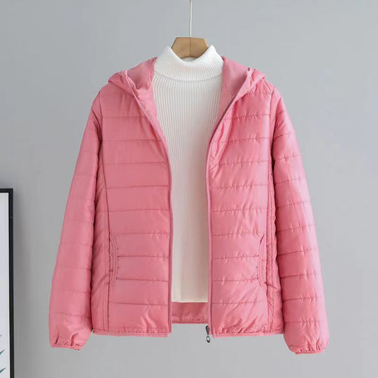 Damen gesteppte Übergangsjacke mit praktischen Taschen und Kapuze
