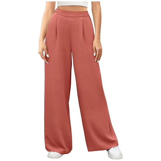 Damen hochtaillierte weite Palazzo-Hose mit Strukturstoff Shop Nory