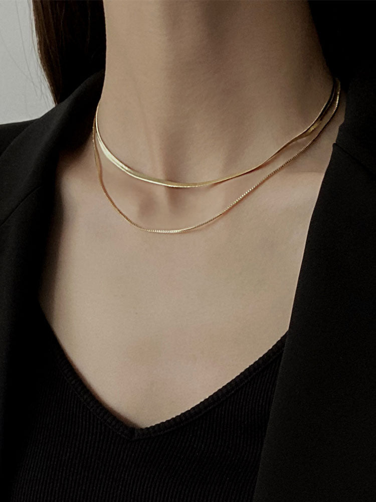 Damen Halskette mit doppeltem Gliederdesign Shop Nory