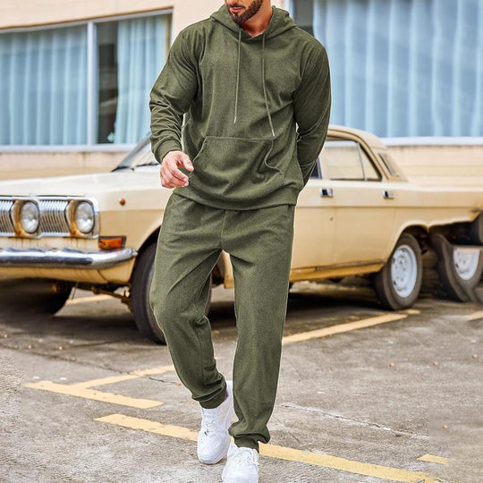 Herren Fleece-Loungewear-Set aus French Terry mit Kapuze, Kängurutasche und Relax-Jogginghose Shop Nory