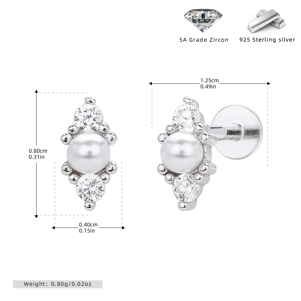Damen Ohrstecker mit luxuriösen Zirkon- und Perlenakzenten aus hochwertigem 925 Sterling Silber Shop Nory