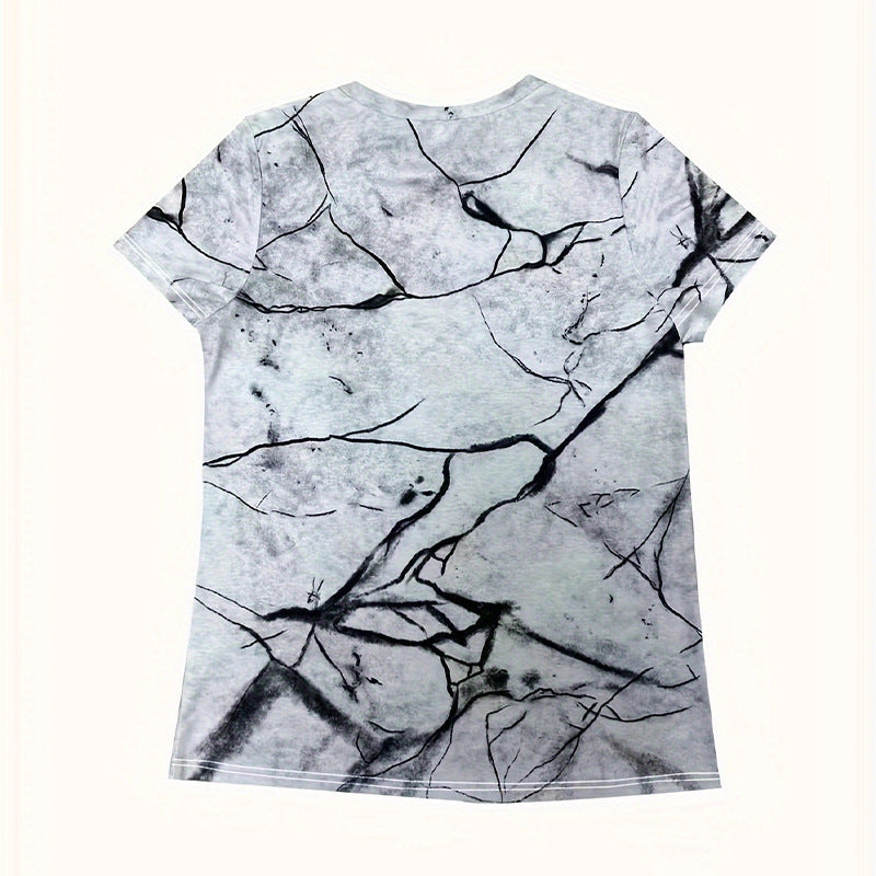 Damen T-Shirt mit 3D-Katzenmotiv und kreativem Rissdesign