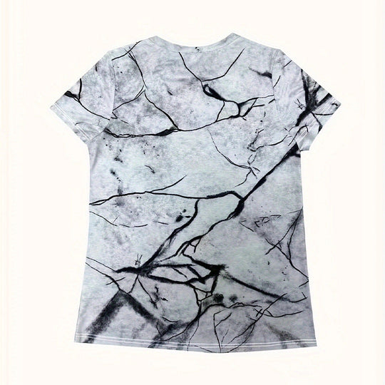 Damen T-Shirt mit 3D-Katzenmotiv und kreativem Rissdesign