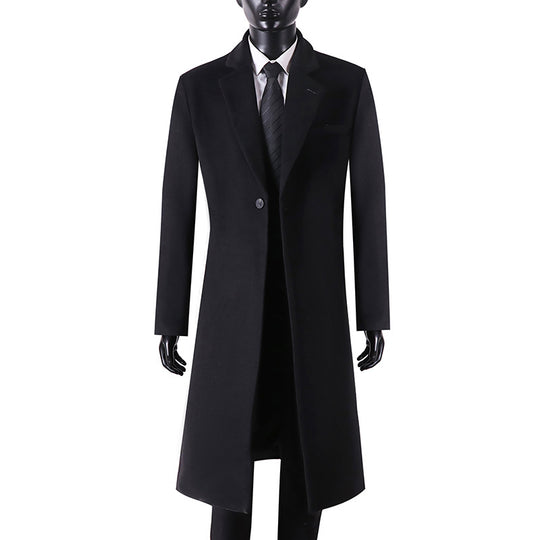 Herren Eleganter Longcoat aus Wollmix mit schmaler Silhouette und Ein-Knopf‑Verschluss Shop Nory