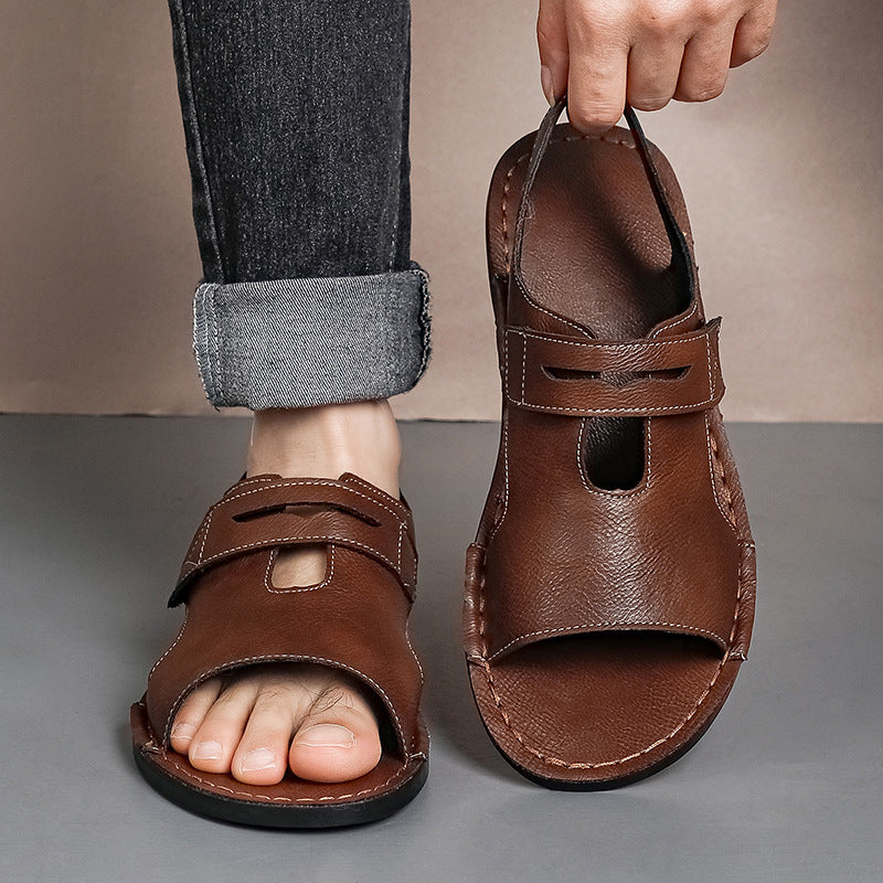 Herren Atmungsaktive Leder-Sandalen mit verstellbarem Riemen