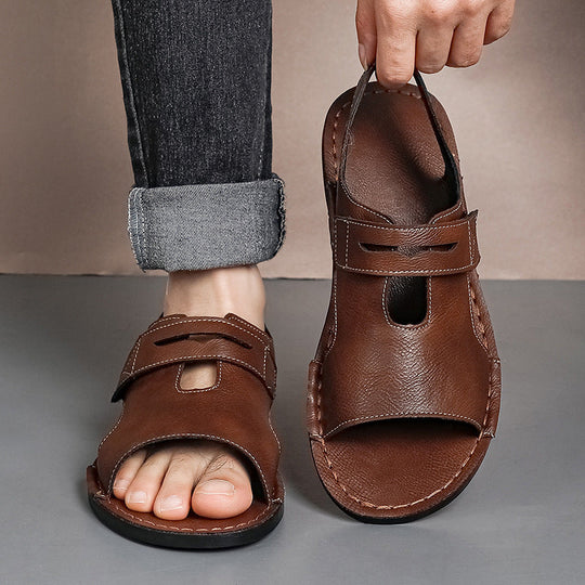 Herren Atmungsaktive Leder-Sandalen mit verstellbarem Riemen