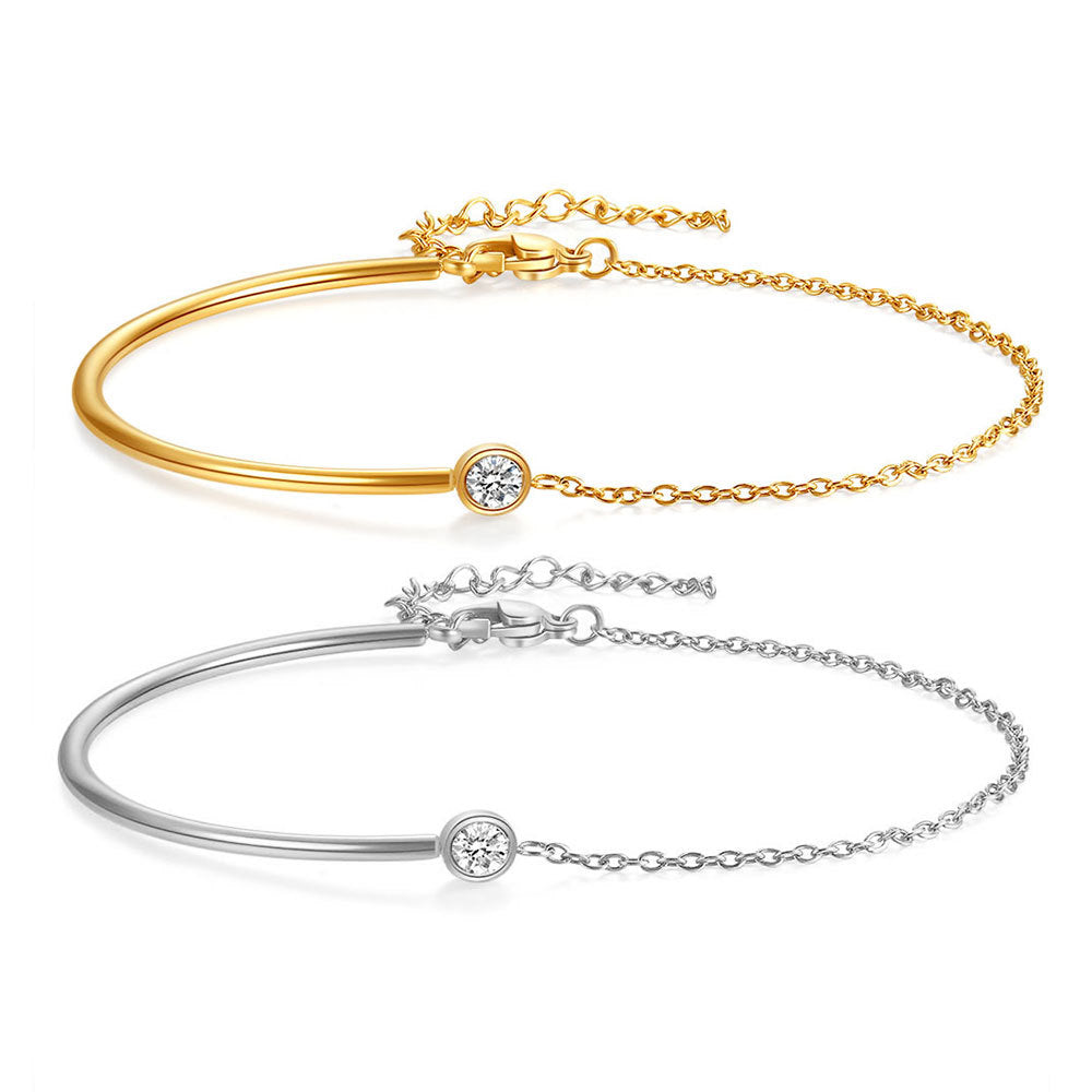 Damen Armband mit modernem minimalistischem Design und funkelndem Kristallelement Shop Nory