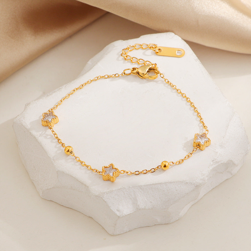 Damen Kristall-Akzent Gold Stern Kette Fußkettchen Shop Nory