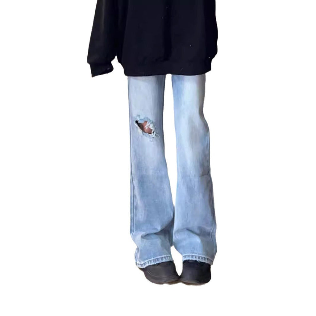 Damen Flared Jeans mit hohem Bund und modischen Rissdetails