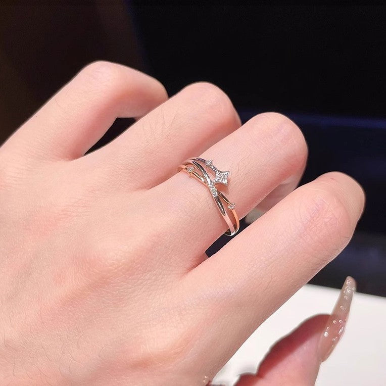 Damen Offener Ring mit funkelndem Zirkonia-Design Shop Nory