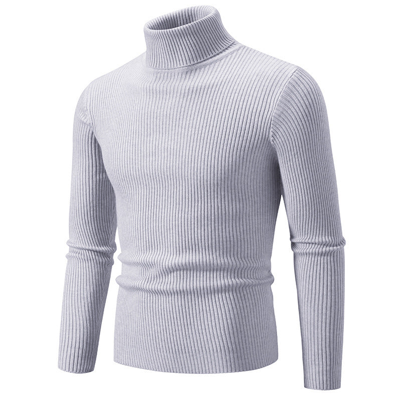 Herren nan taillierter Rollkragenpullover aus feinem Feinstrick mit geripptem Kragen