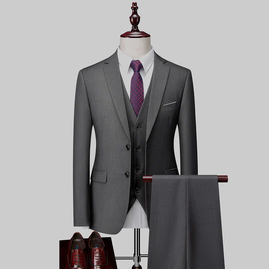 Herren Dreiteiliger Business-Anzug mit tailliertem Schnitt, Weste und klassischem Revers Shop Nory
