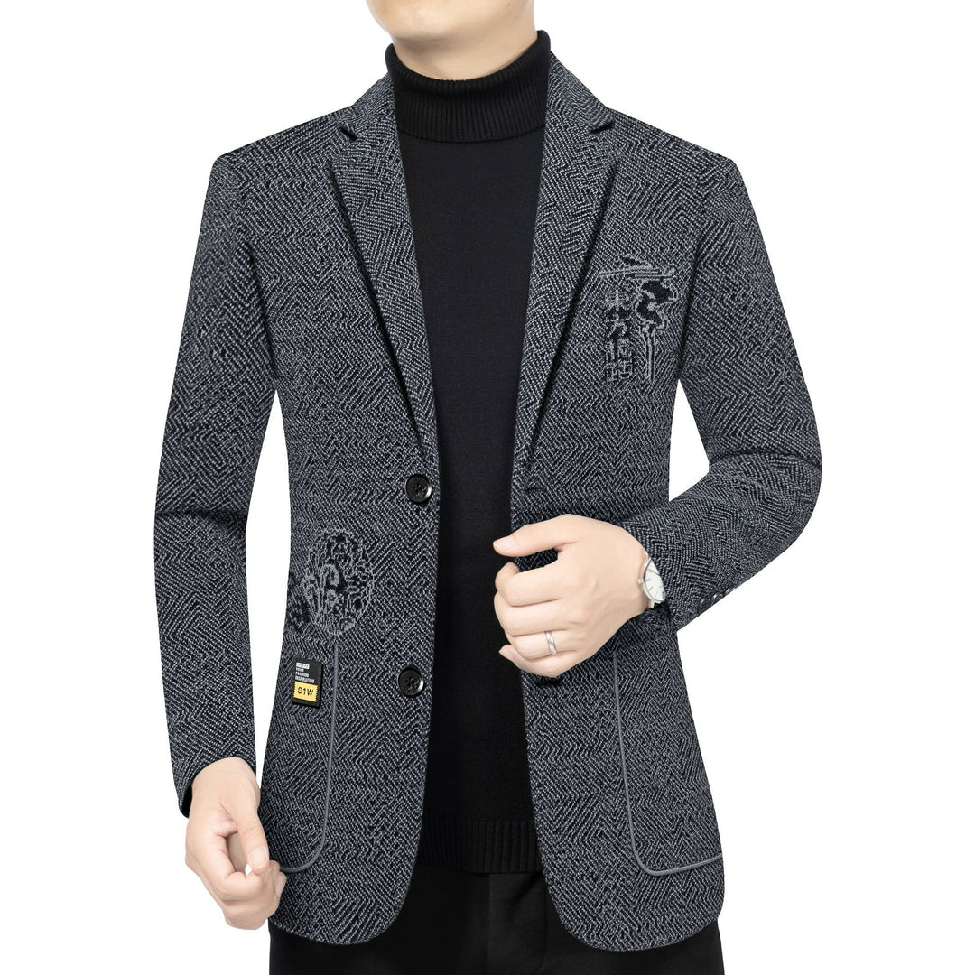 Herren Taillierter Strickblazer im Bouclé-Look mit aufgesetzten Taschen Shop Nory