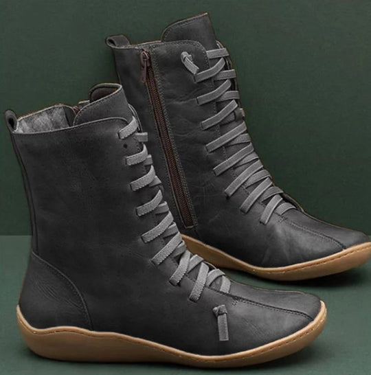 Damen knöchelhohe Schnür-Boots mit seitlichem Reißverschluss und stoßdämpfender Gummisohle Shop Nory