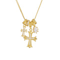 Damen Halskette mit kunstvollen Kreuz-Anhängern und funkelnden Zirkonia Shop Nory