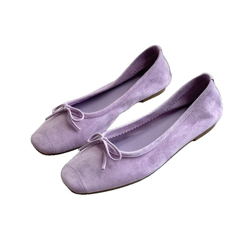 Damen Flache Ballerinas mit zierlichem Schleifenakzent