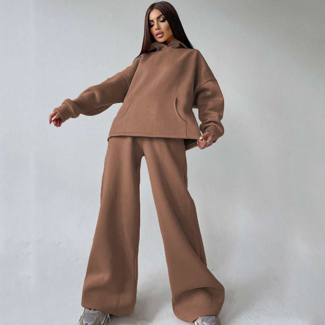 Damen zweiteiliges Lounge-Set mit sculpting High Waist Palazzohose und oversized Kapuzenhoodie Shop Nory