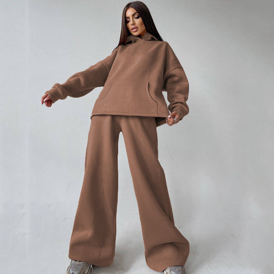 Damen zweiteiliges Lounge-Set mit sculpting High Waist Palazzohose und oversized Kapuzenhoodie Shop Nory