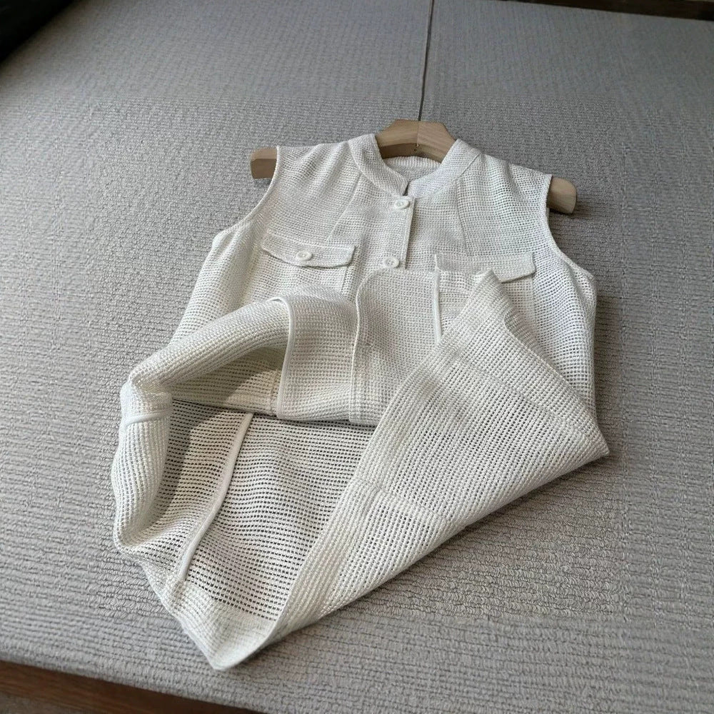 Damen Modische ärmellose Weste mit Taschen Shop Nory