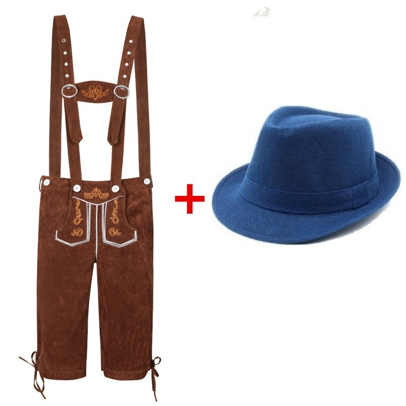 Herren nan traditionelle Trachtenlederhose mit verstellbaren Trägern und Trachtenhut Shop Nory