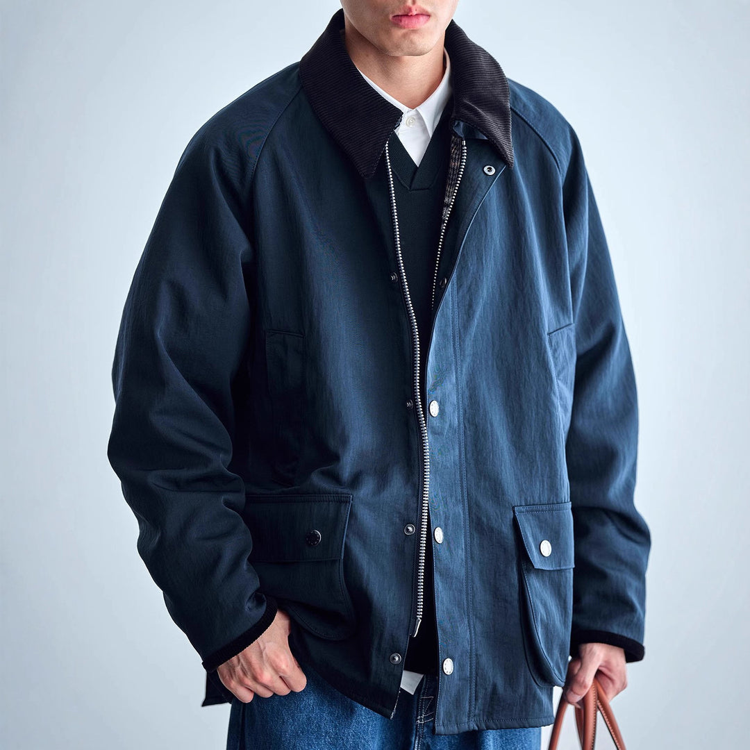 Herren Utility-Fieldjacke aus gewachstem Baumwollmix mit Cordkragen Shop Nory