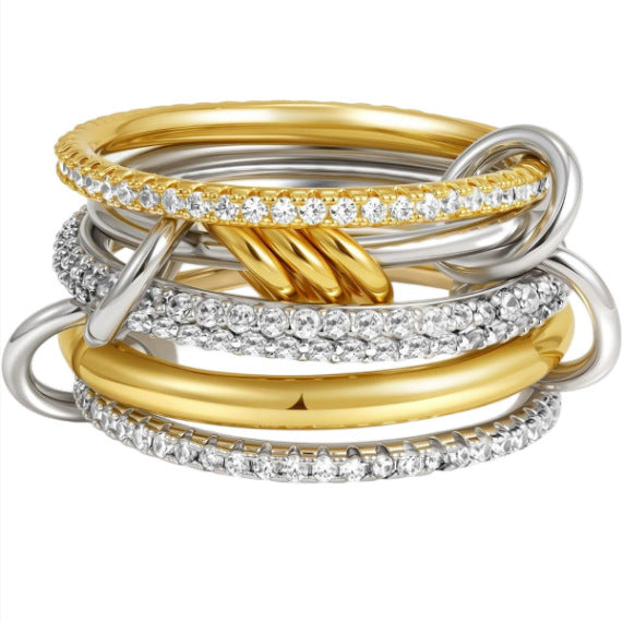 Damen Zierliches Ring-Set mit funkelnden Zirkonia-Elementen Shop Nory