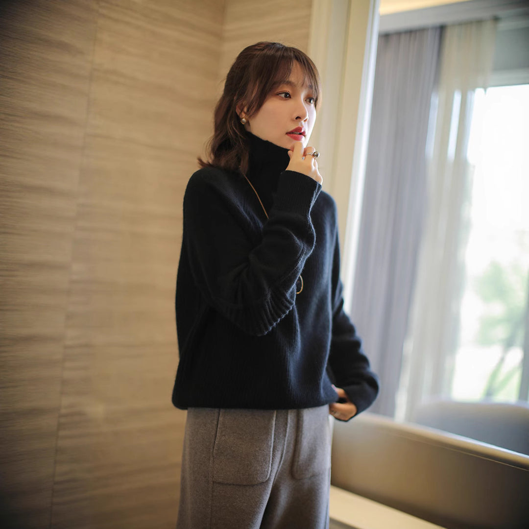 Damen Rollkragenpullover aus feinem Rippstrick mit Raglanärmeln und legerer Silhouette Shop Nory